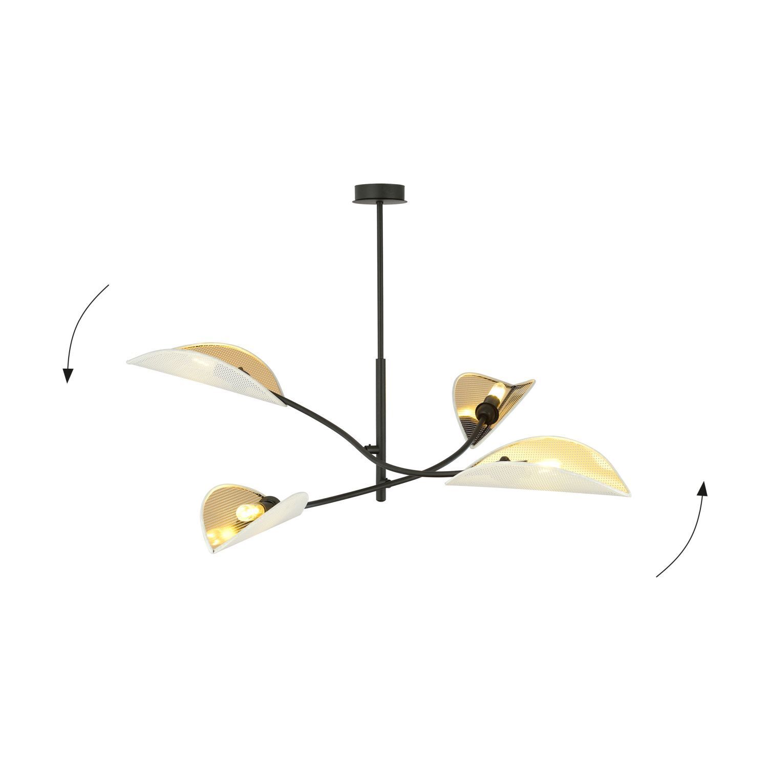 Deckenlampe Modern B: 102 cm drehbar 4x E14 Metall Stoff