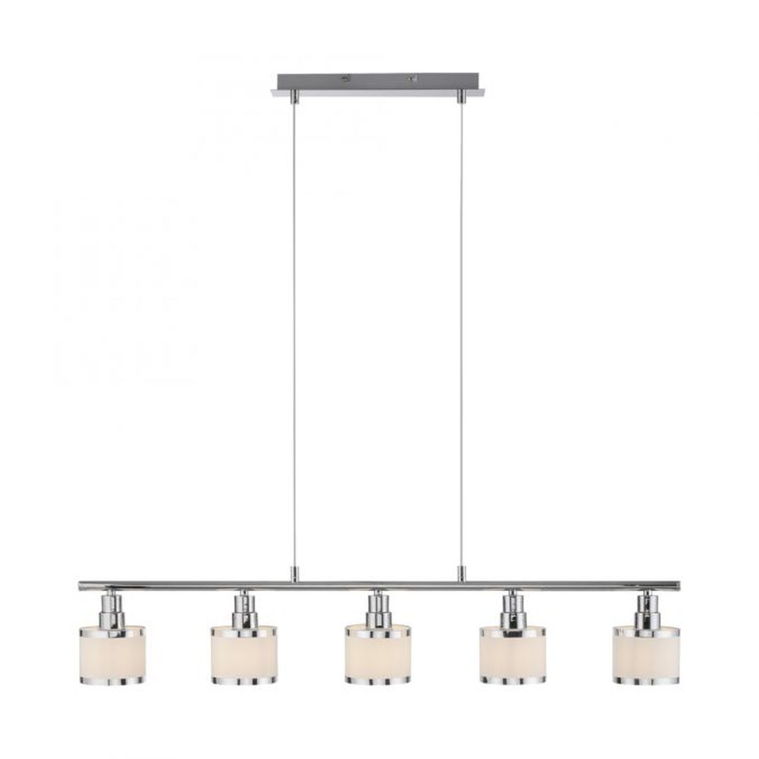 Lange Pendelleuchte Metall Chrom 5-flammig E14 90 cm