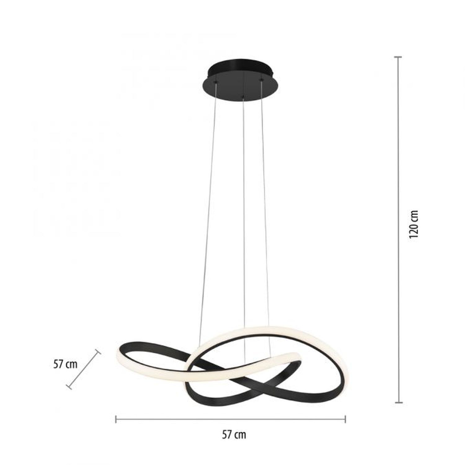 Dimmbare LED Hängeleuchte Metall Schwarz 3000 K L:57 cm Leuchter, Lampe