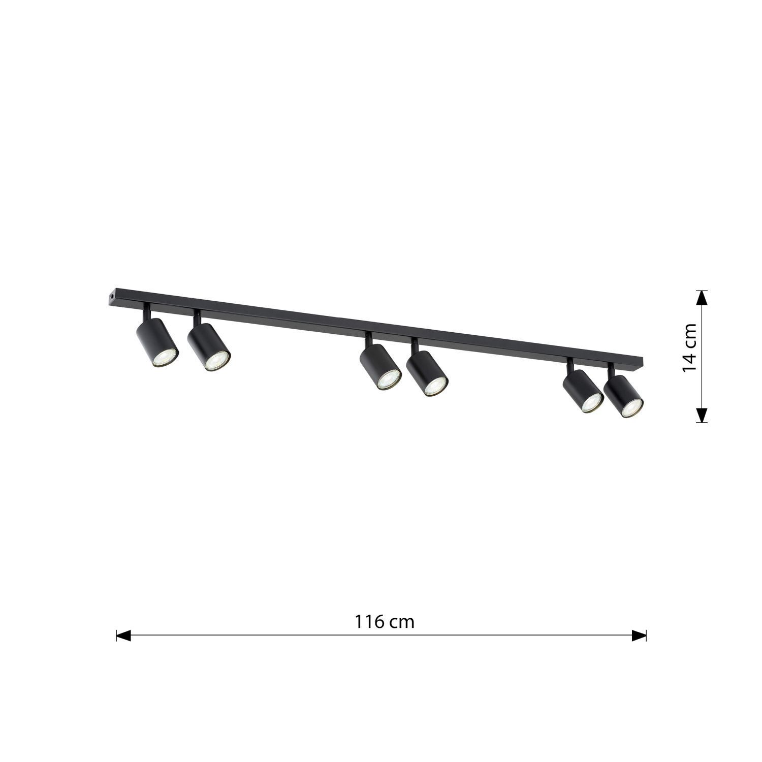 Deckenstrahler Metall 116 cm lang Schwarz GU10 6-flammig