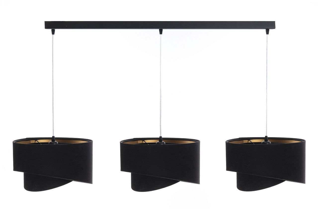 Pendelleuchte Stoff 3-flammig Stoff Schwarz Gold E27