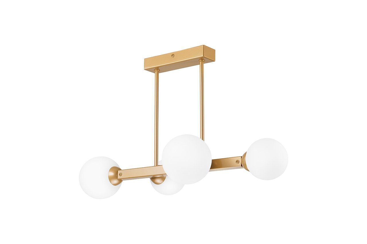 Deckenleuchte Gold Weiß 62 cm lang 4-flammig G9 Glas Metall