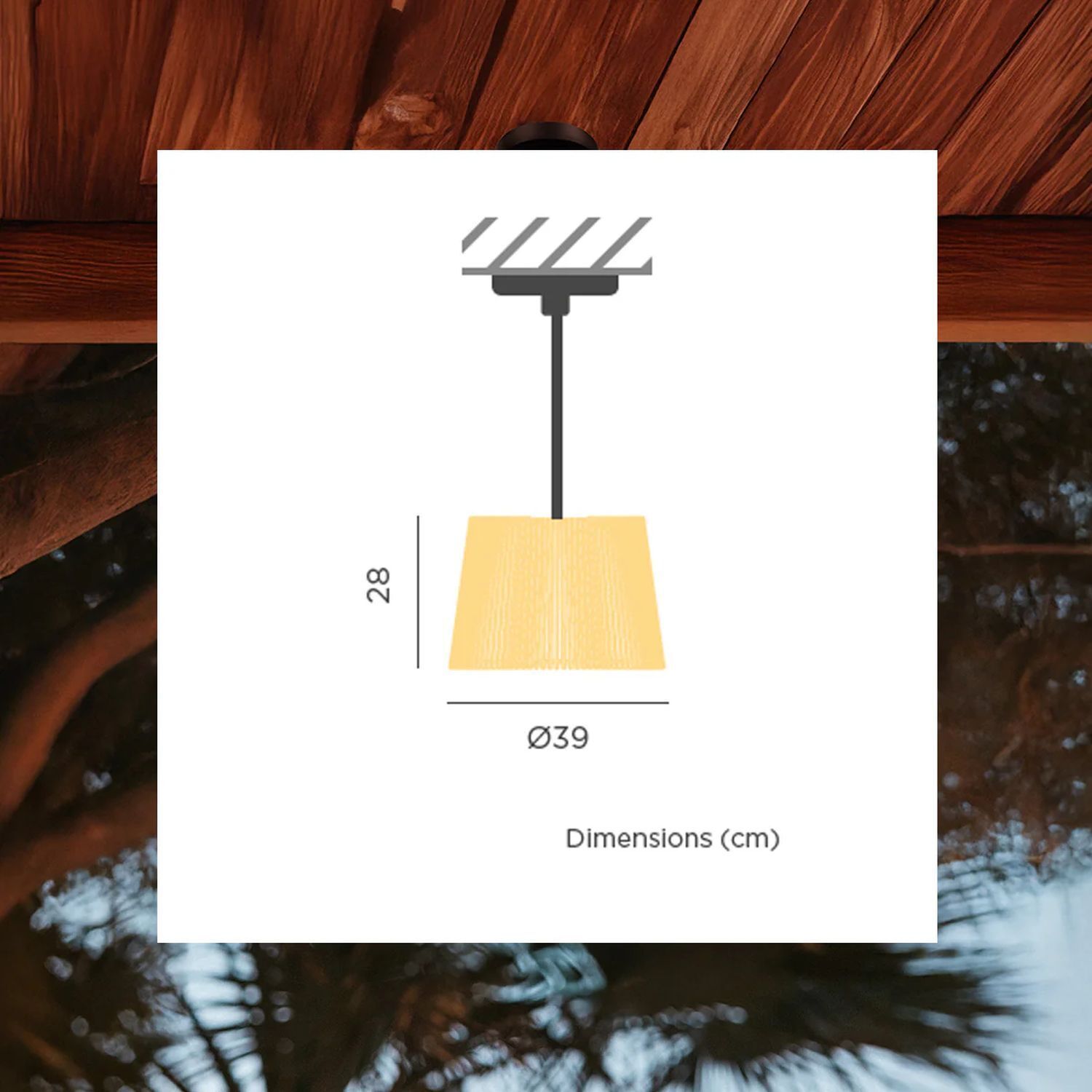 Außen Hängeleuchte Holzschirm E27 IP44 Ø 39 cm YOKKA