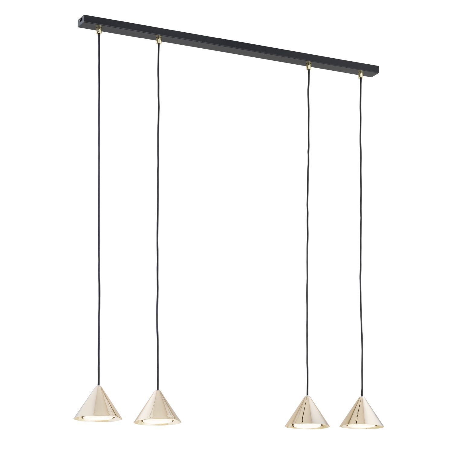 Hängeleuchte Schwarz Gold B: 90 cm H: max. 100 cm verstellbar