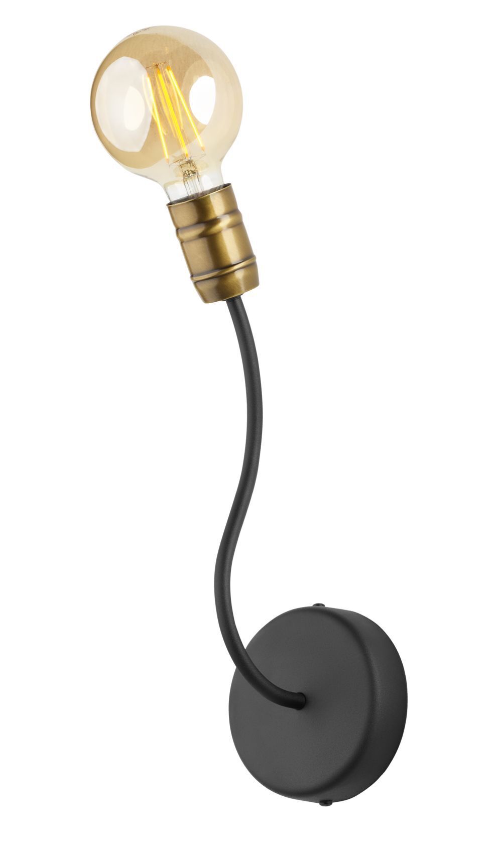 Schwarze Wandleuchte geschwungener Arm E27 Retro Licht, Rauchrohr, Lampe