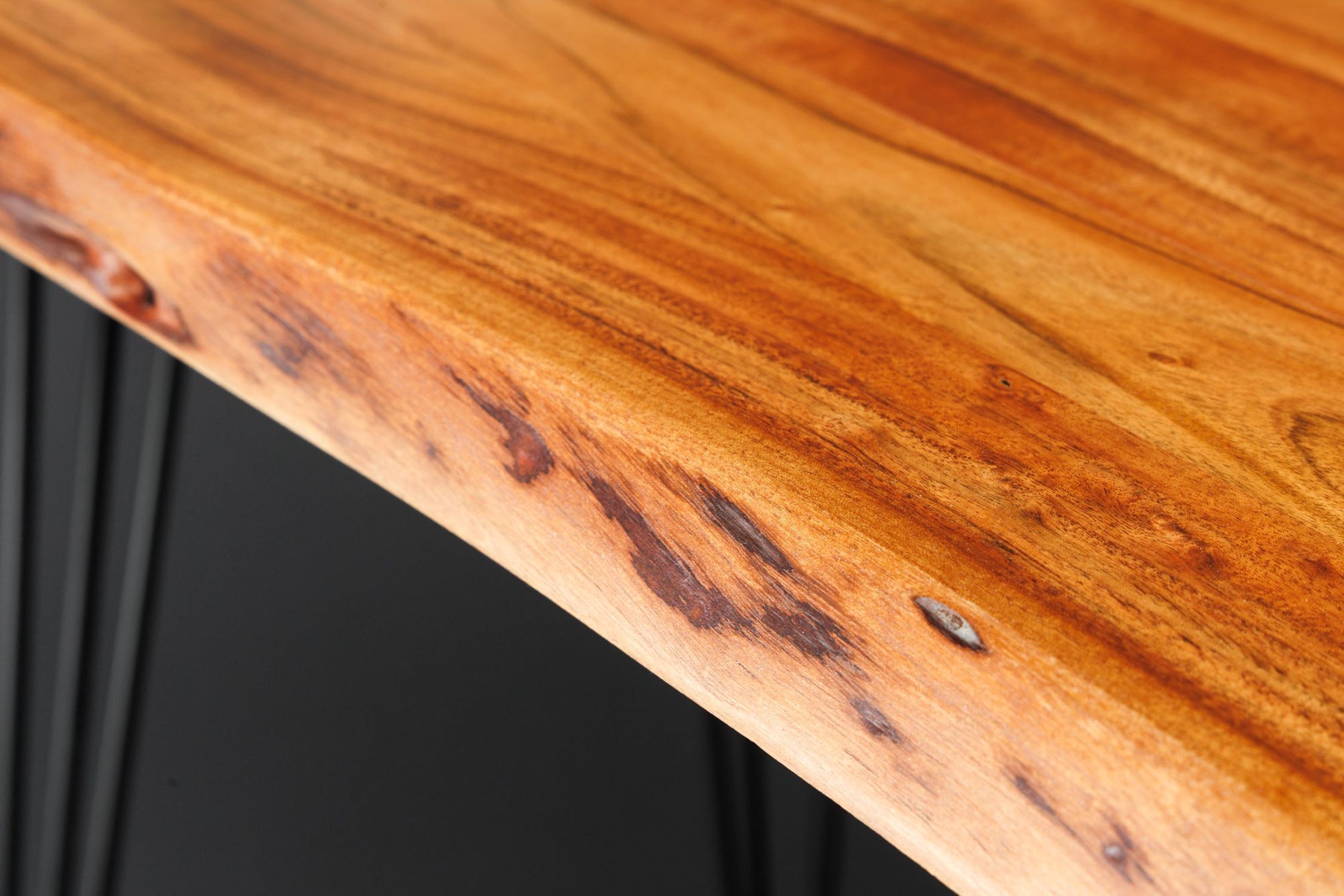 Bartisch Akazienholz Metall 140 x 63 cm Hairpin Legs Hartholz, Holz, Drinnen, Innenarchitektur, Gebeiztes Holz