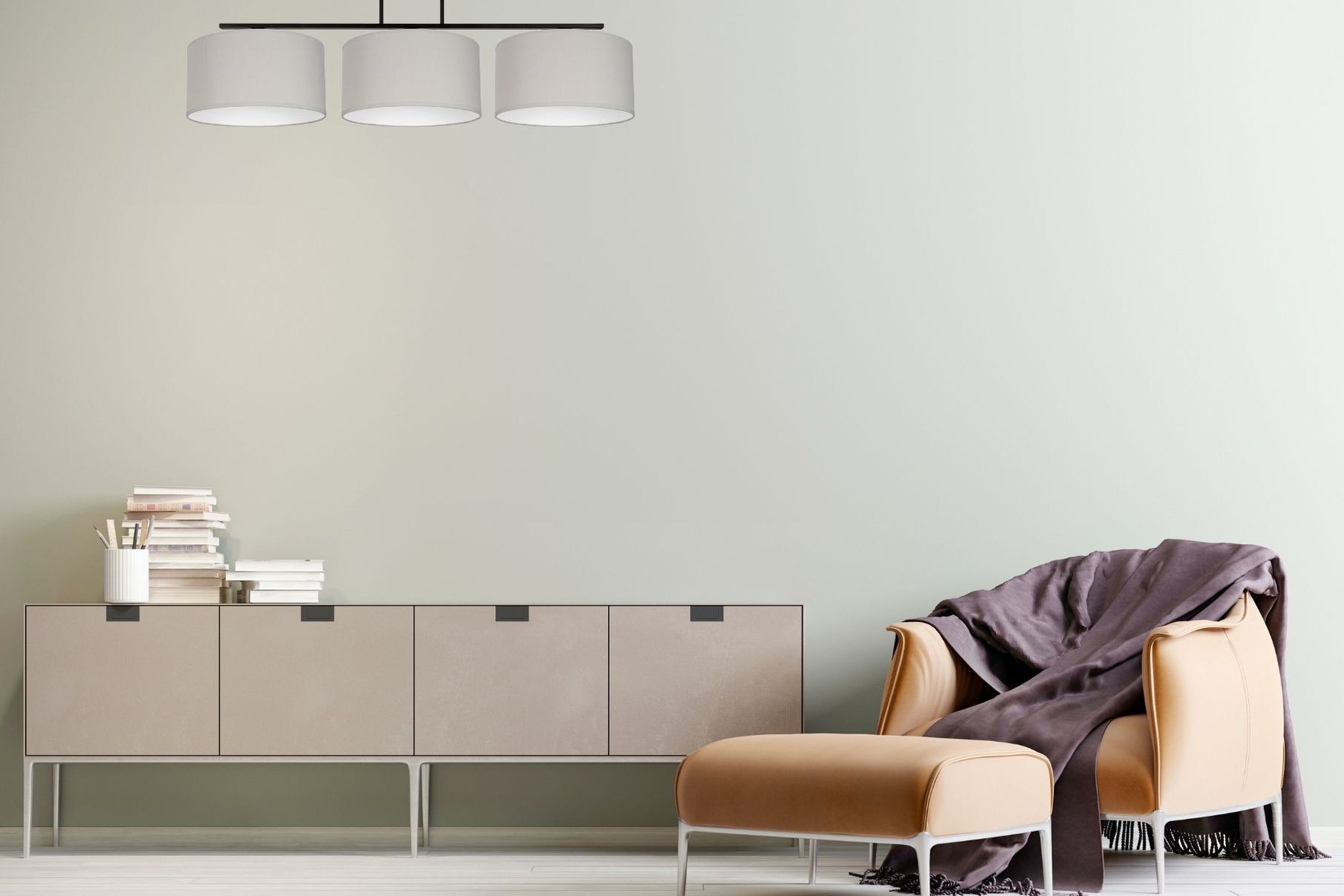 Deckenlampe Stoff Schwarz Grau Weiß E27 100 cm