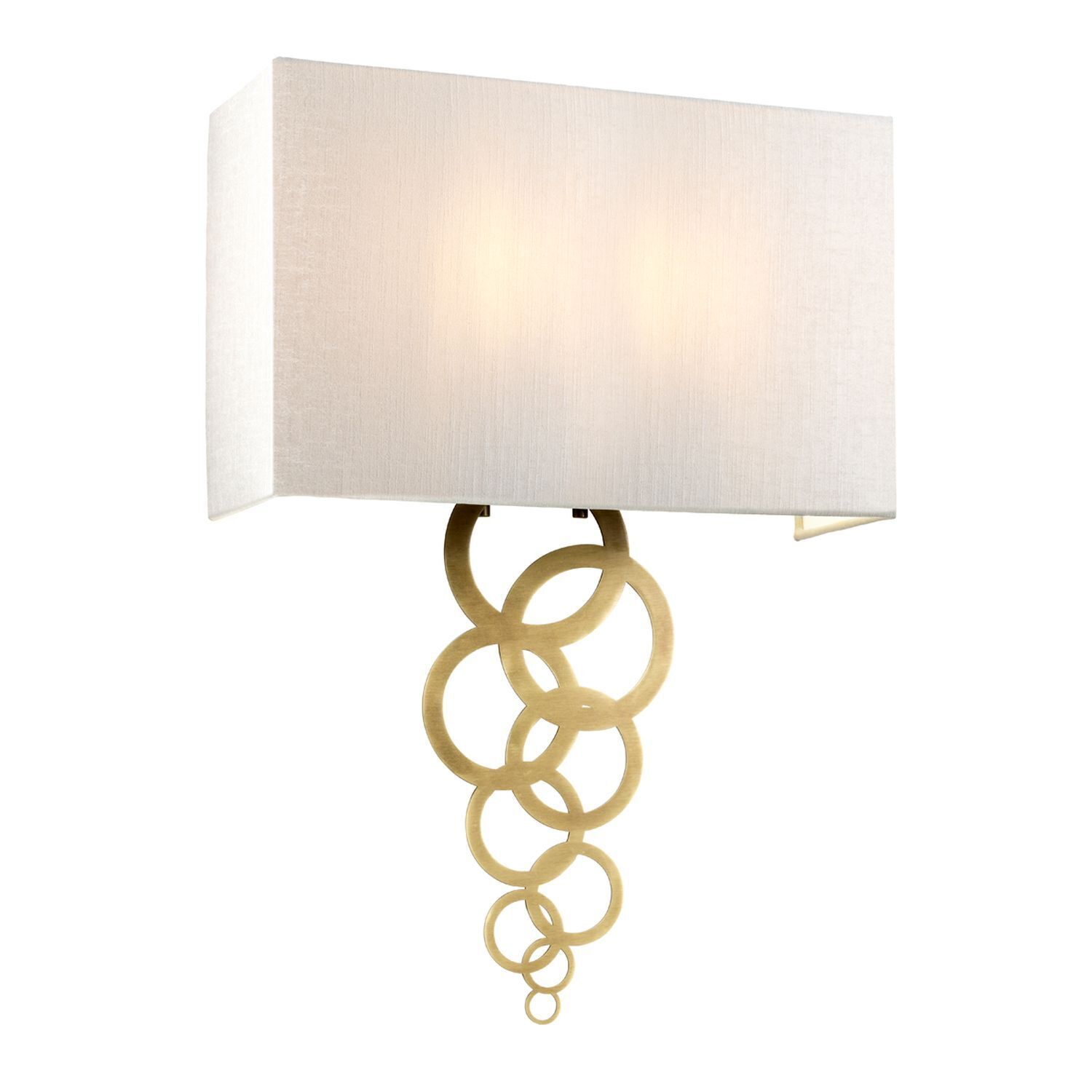 Wandleuchte Up Down in Creme Messing antik Stoff Metall