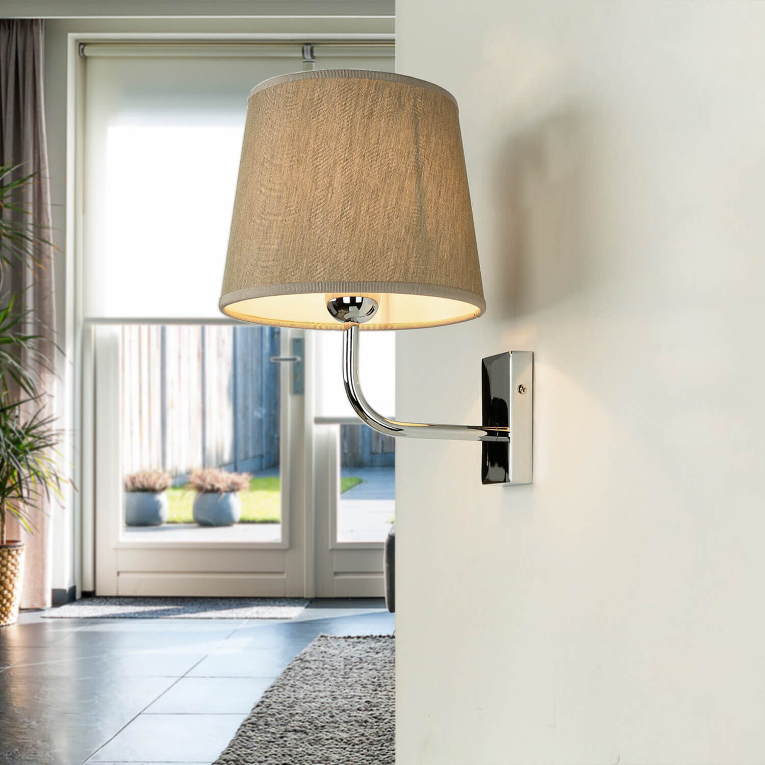 Messing Wandleuchte E27 Beige Silber elegant Lampe