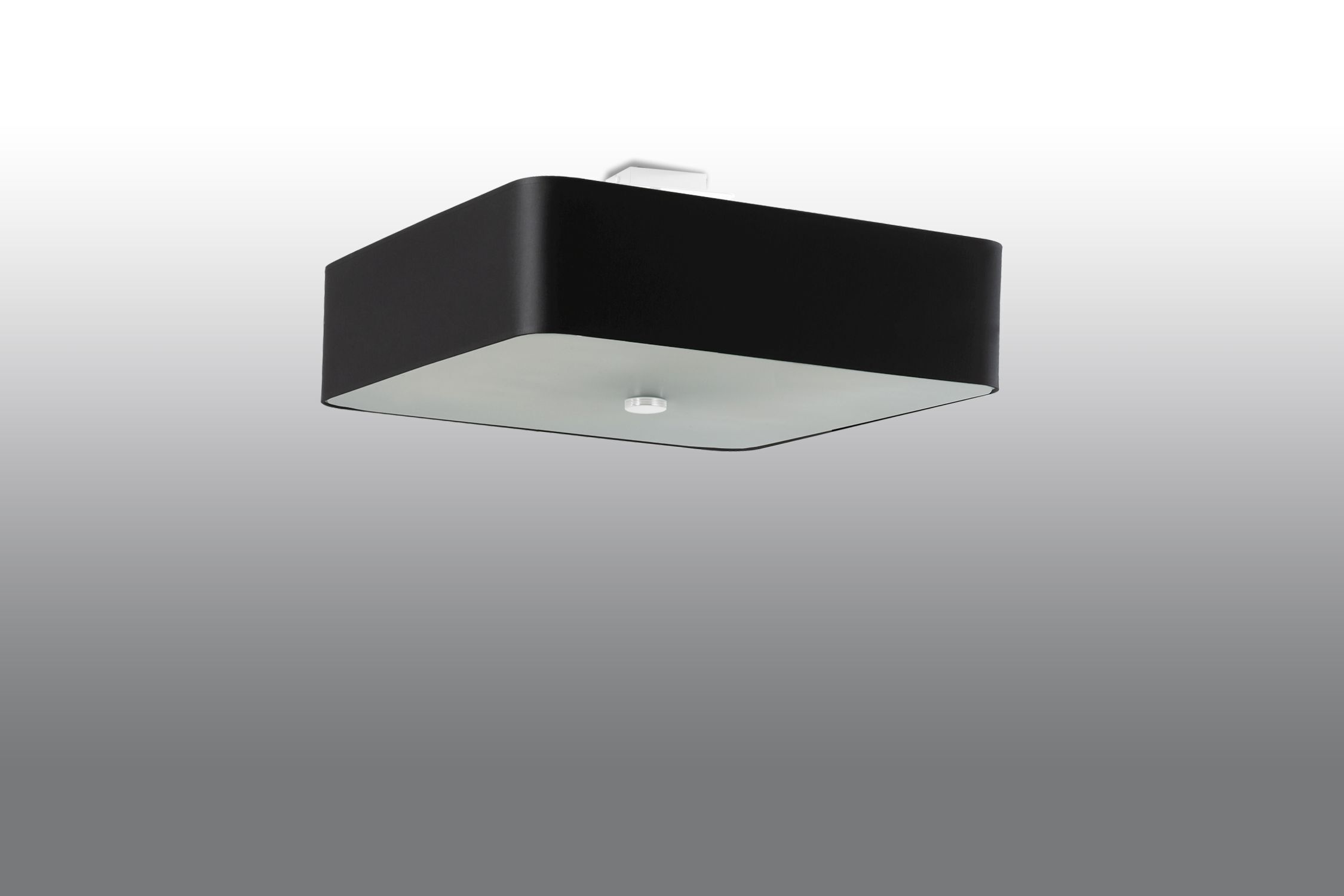 Deckenlampe Schwarz Stoff Glas quadratisch B: 55 cm