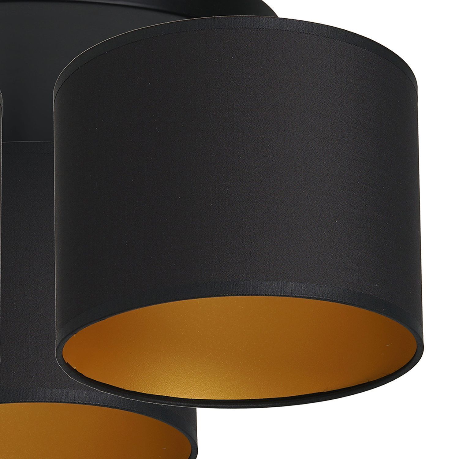 Deckenlampe Stoff Metall Schwarz Gold Ø45 cm blendarm