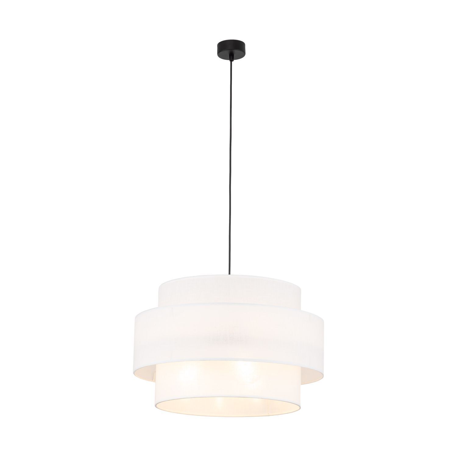 Pendelleuchte Stoff Weiß Ø 50 cm H: max. 160 cm 3x E27 Lampe, Kronleuchter, Leuchte