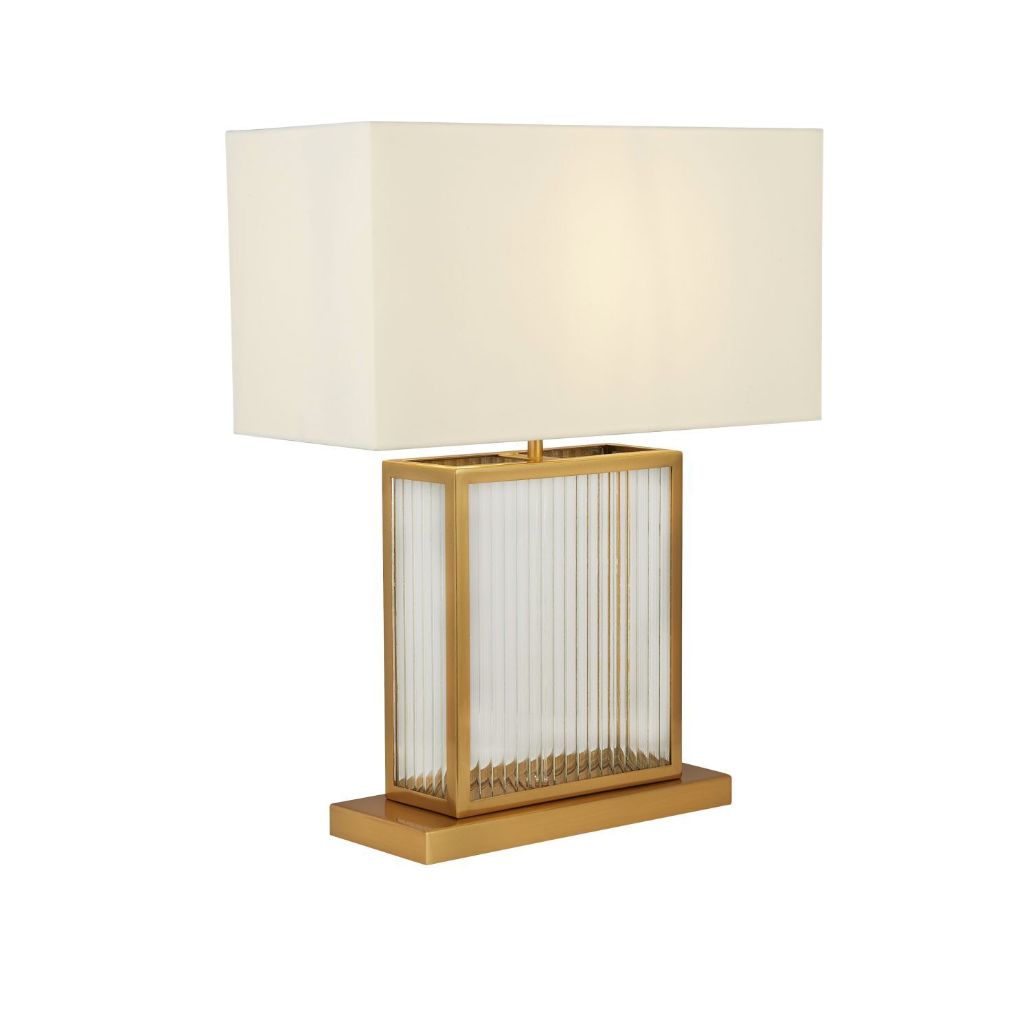 Tischlampe Samtschirm H: 53 cm E27 in Messing Weiß