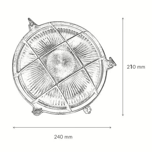 Wandlampe Außen Nickel Echt-Messing rund Ø24cm IP64