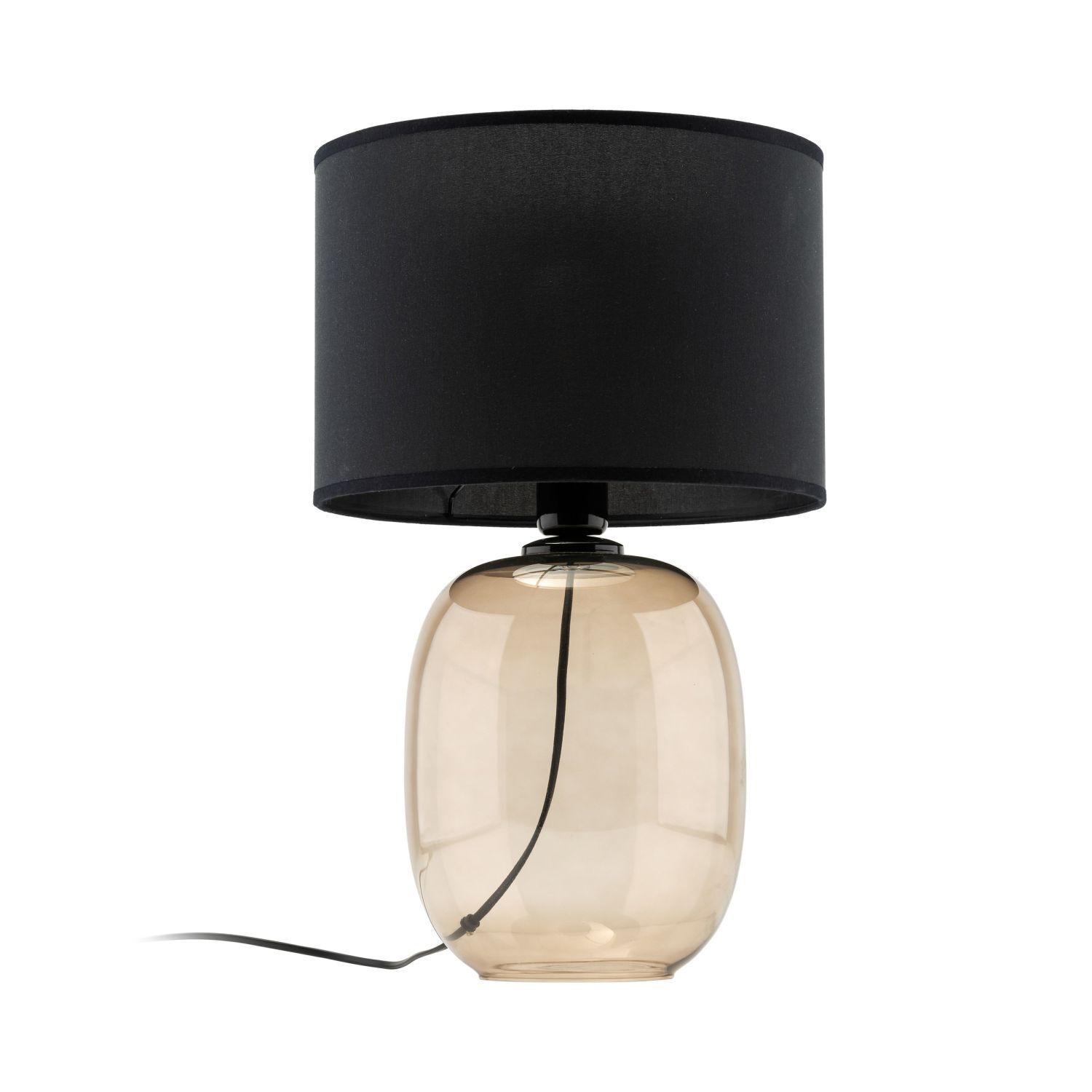Tischlampe Rauchglas Stoff E27 48 cm Ø 30 cm KYLE
