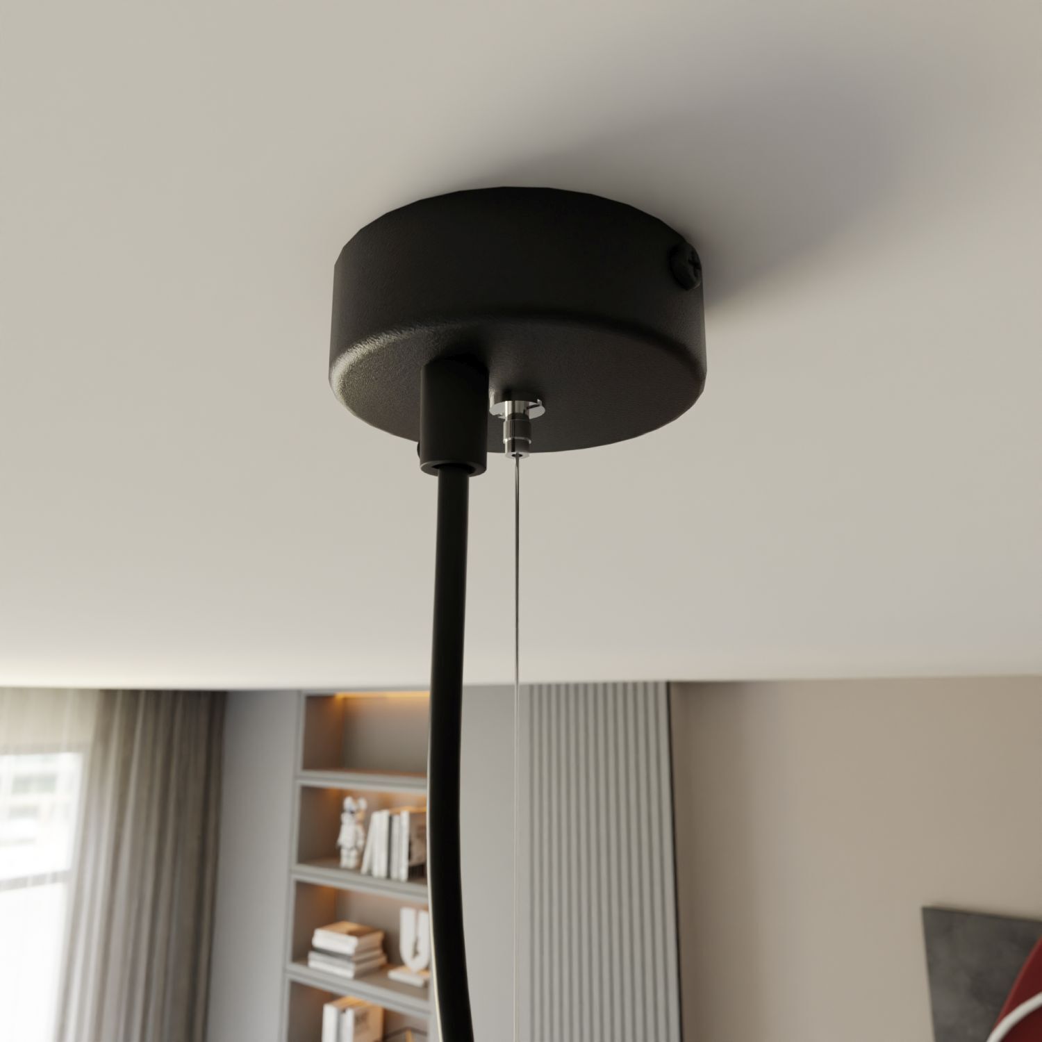 Hängelampe Metall B: 82 cm Modern Schwarz Weiß E27 3-flammig