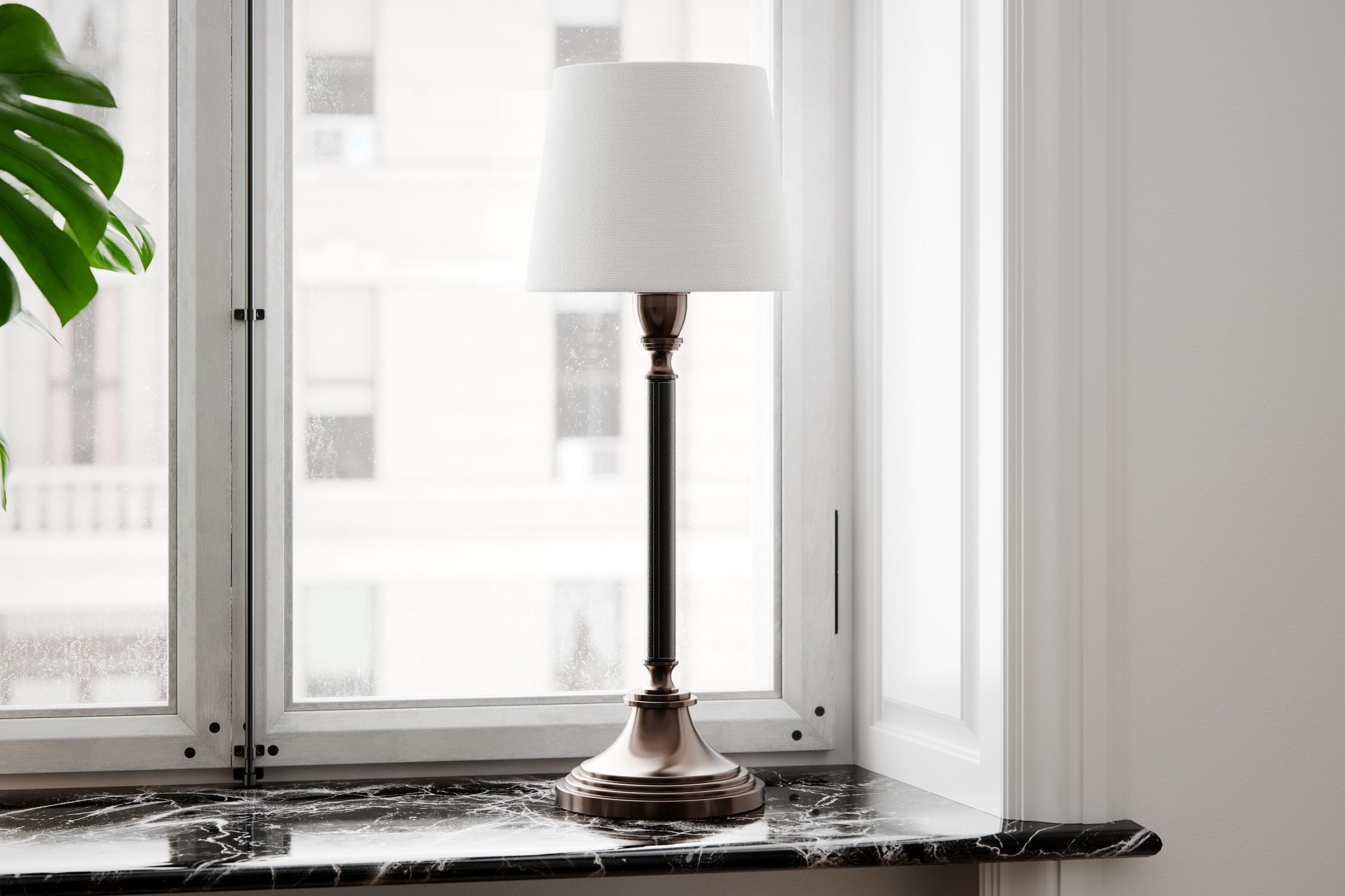 Lampe, Fenster, Fensterbank