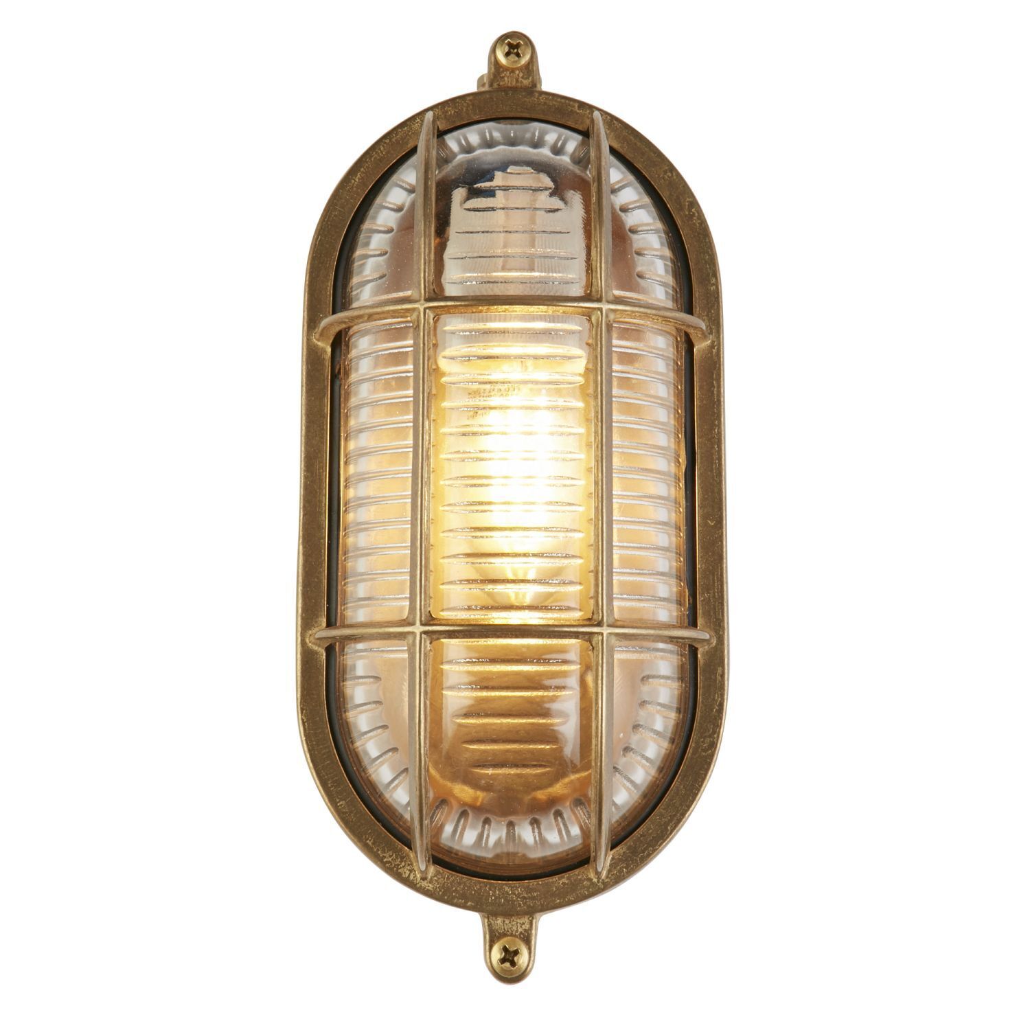 Außenwandlampe Messing Glas IP64 E27 Maritim H: 23,5 cm