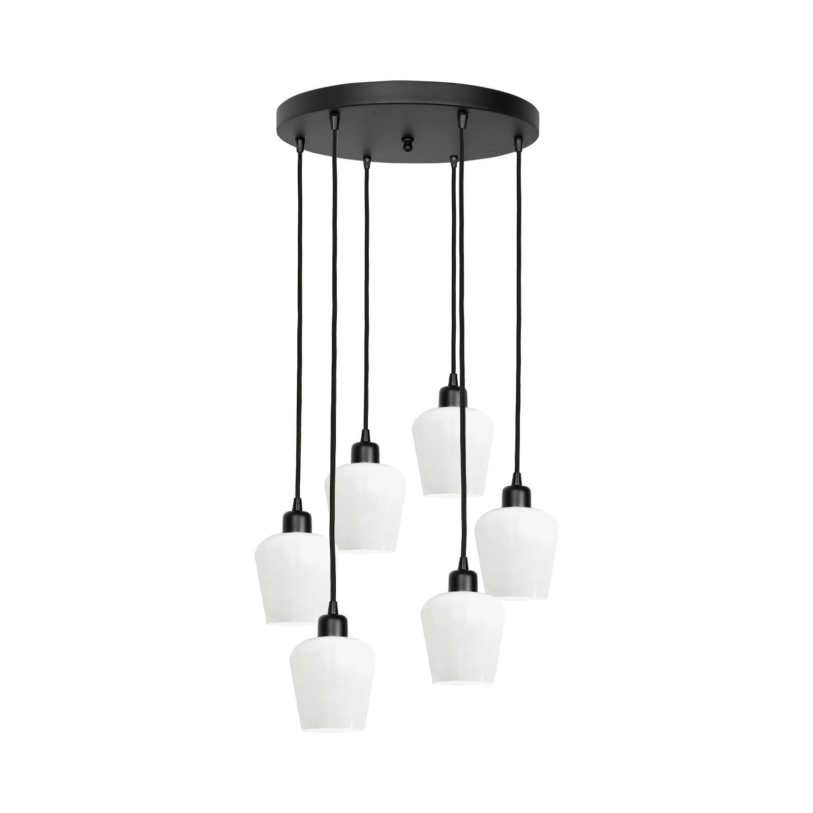 Hängeleuchte Glas Messing Eisen 48,5 cm 6x E27 Weiß Schwarz