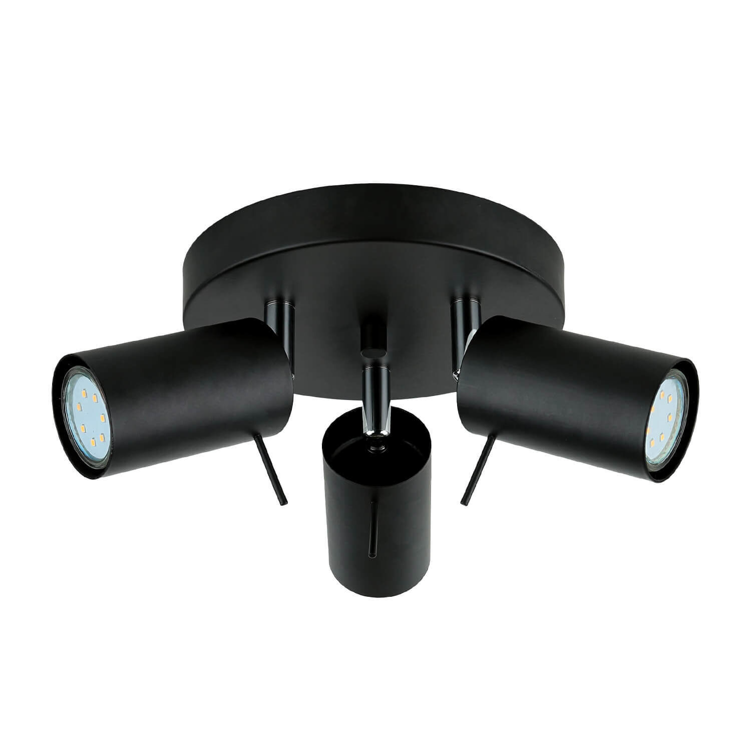 Deckenstrahler 3-flammig Schwarz Metall Ø 20 cm GU10 Beleuchtung, Gerät, Deckenventilator, Elektrisches Gerät