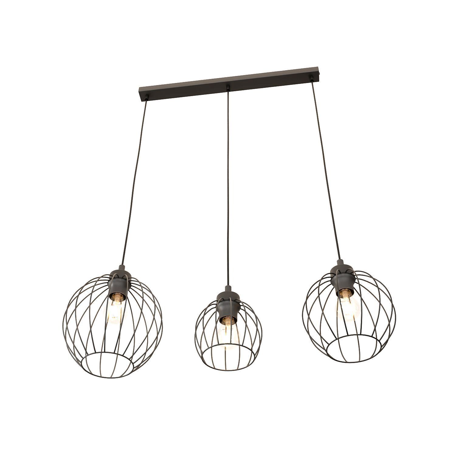 Lange Pendelleuchte Draht E27 L:77 cm Metall Schwarz Leuchter, Lampe, Leuchte