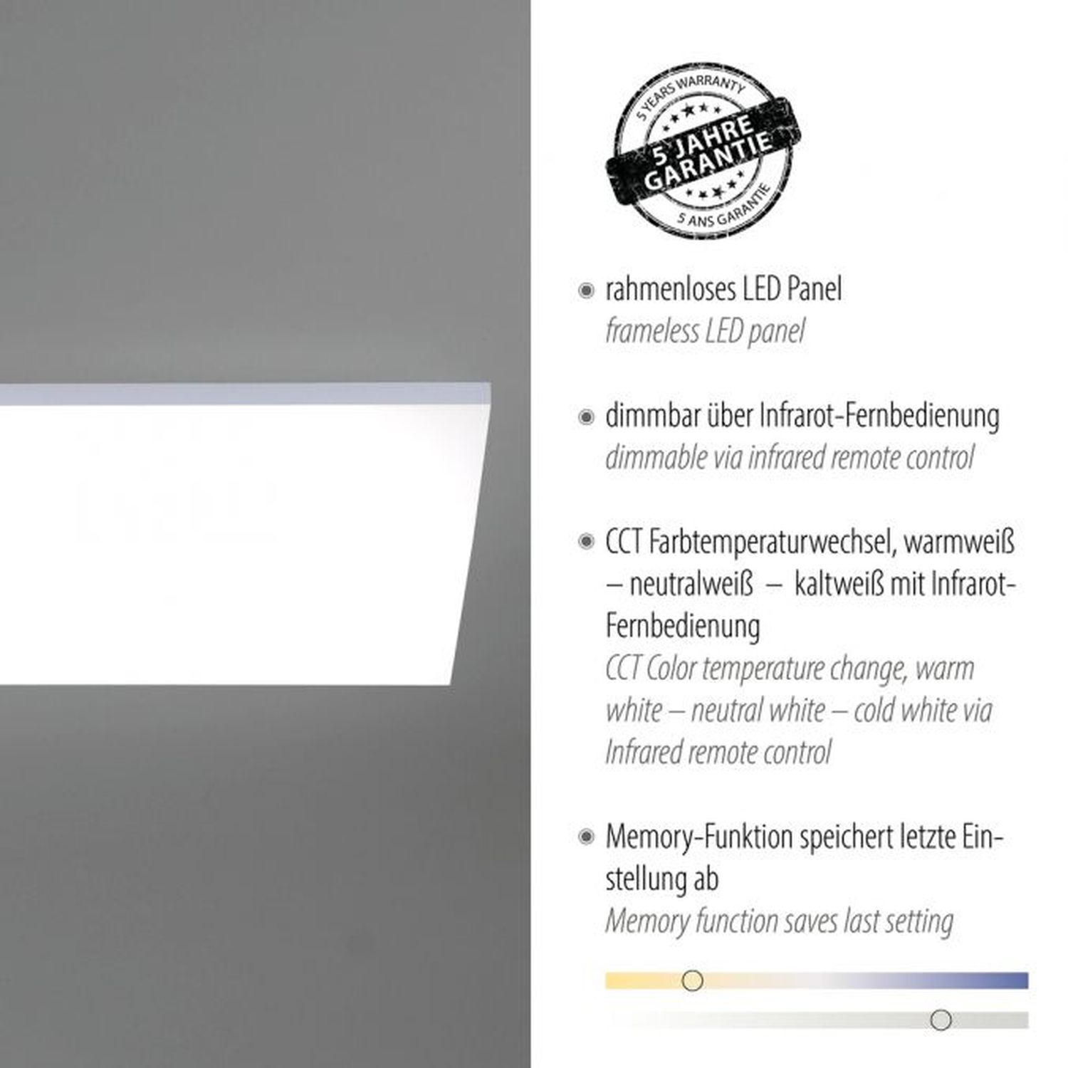 Dimmbare LED Deckenleuchte Fernbedienung B:62 cm Memory Dimmbare LED Deckenleuchte Fernbedienung B:62 cm Memory