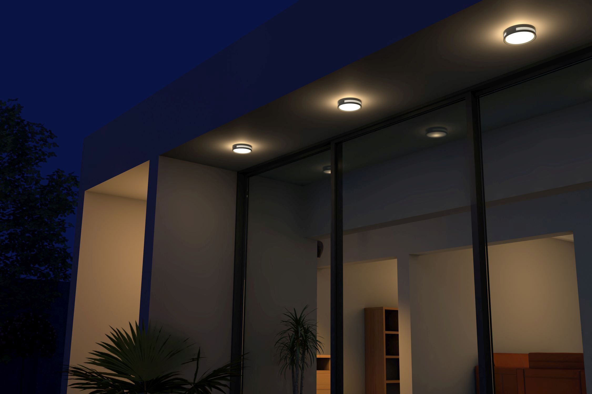 LED Außenwandlampe Aluminium rund Ø18,3 cm IP54 3000 K Beleuchtung, Lampe, Deckenleuchte, Drinnen, Innenarchitektur