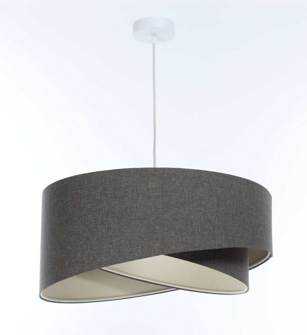 Pendelleuchte Stoff E27 Ø 45 cm rund Grau Modern INGRAM Lampe, Deckenleuchte