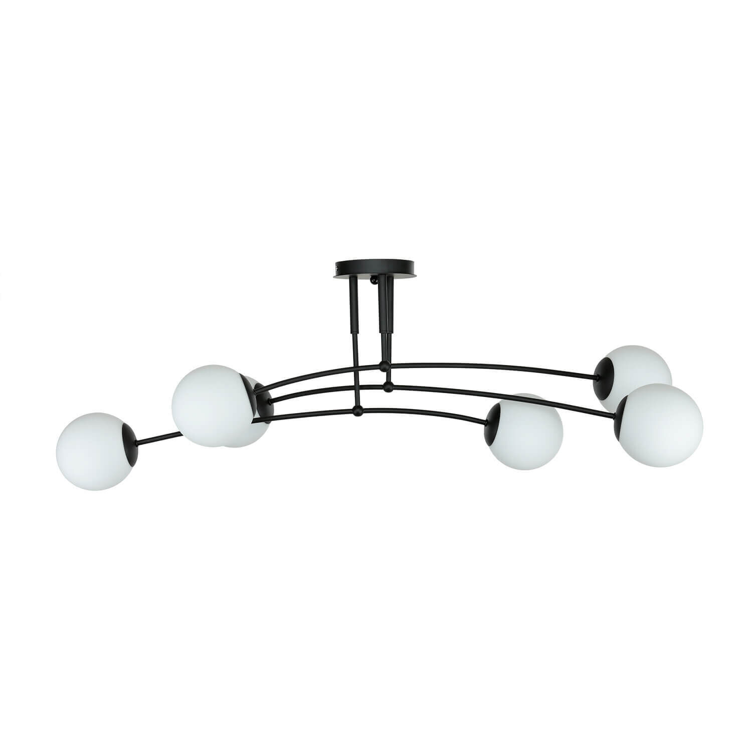 Deckenlampe Schwarz Weiß 6x E14 Modern Metall Glas Leuchter, Lampe, Deckenleuchte