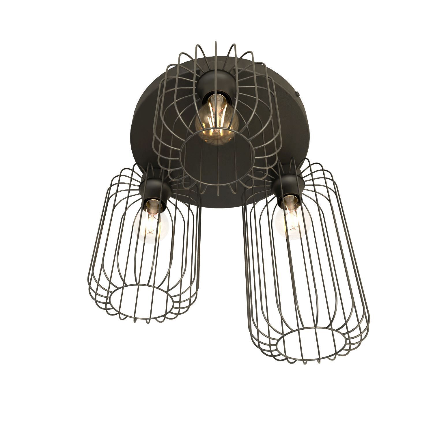 deckenleuchte, metall, geometrisch, drei lampen, fünfzigertiger