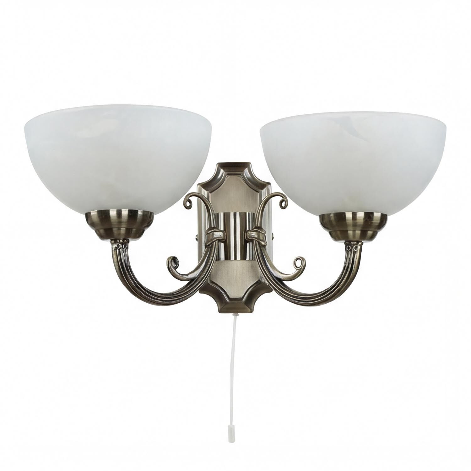 Kronleuchter, Wandlampe, 2-armig, Messingfinish, Gläser anschlusskabel