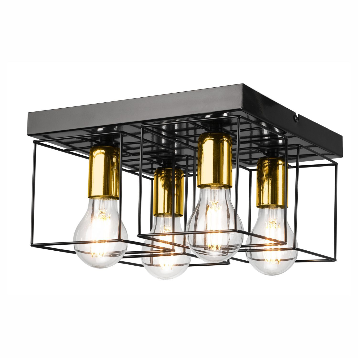 Deckenleuchte Metall Schwarz Gold B: 30 cm 4x E27 Modern