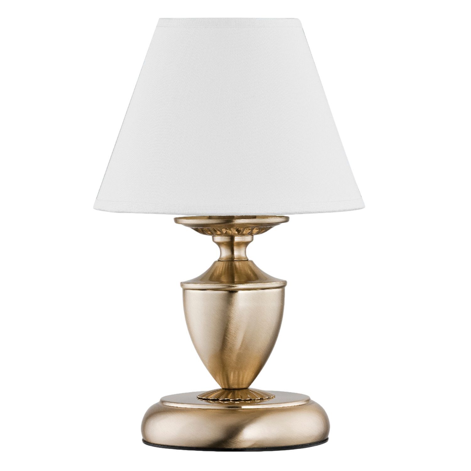 Tischleuchte Stoff Metall E14 28 cm Messing Antik Creme