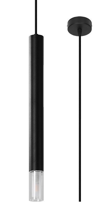 Hängeleuchte Schwarz Zylinder Ø 4 cm schmal Metall Glas