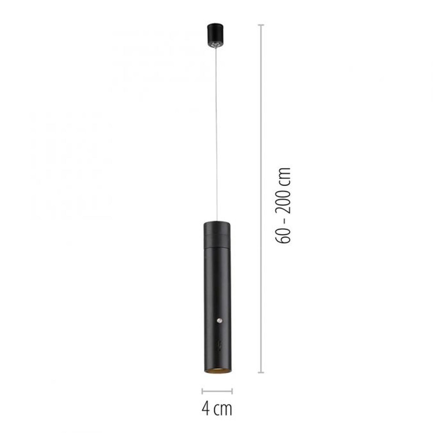 LED Akku Pendelleuchte Schwarz Metall Touch Dimmen 3 W