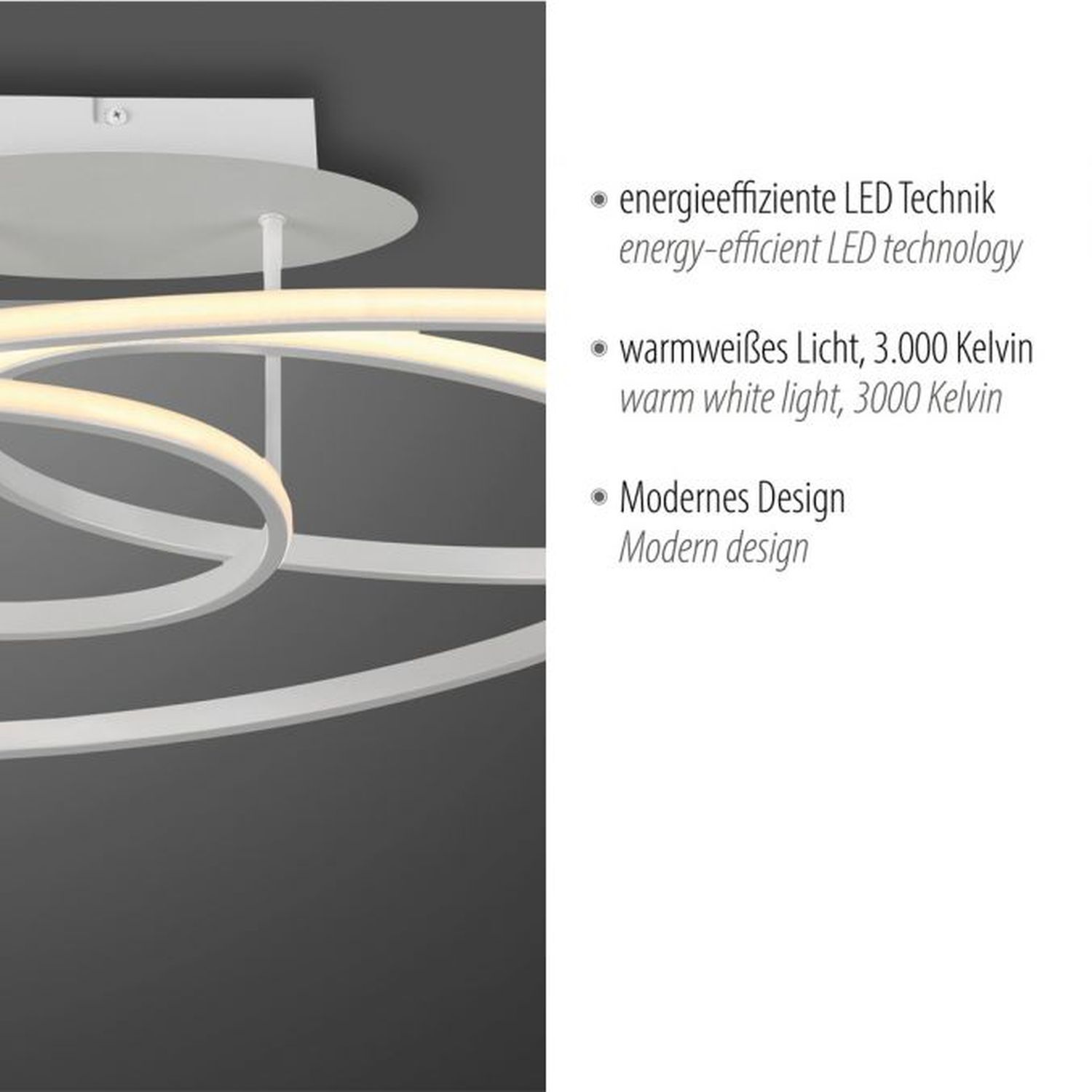 Dekorative LED Deckenleuchte Metall Weiß 3000 K Ringe