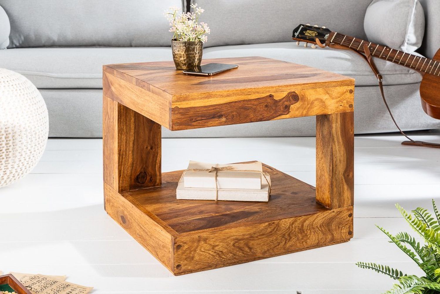 Couchtisch Sheesham Holz 45x175 cm in Natur