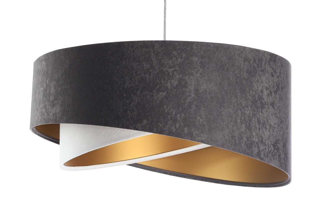 Pendelleuchte Stoff Dunkelgrau Gold E27 rund Ø 50 cm Lampe