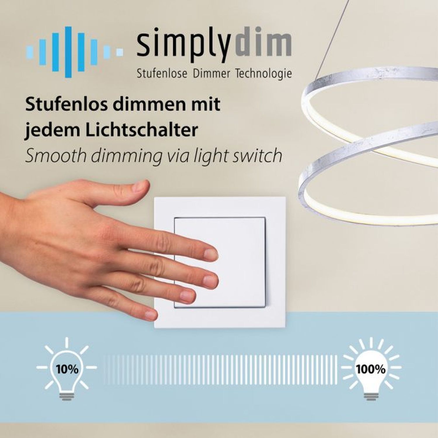 LED Pendelleuchte Anthrazit dimmbar 3000 K Ø80 cm Ring Elektrisches Gerät, Schalter