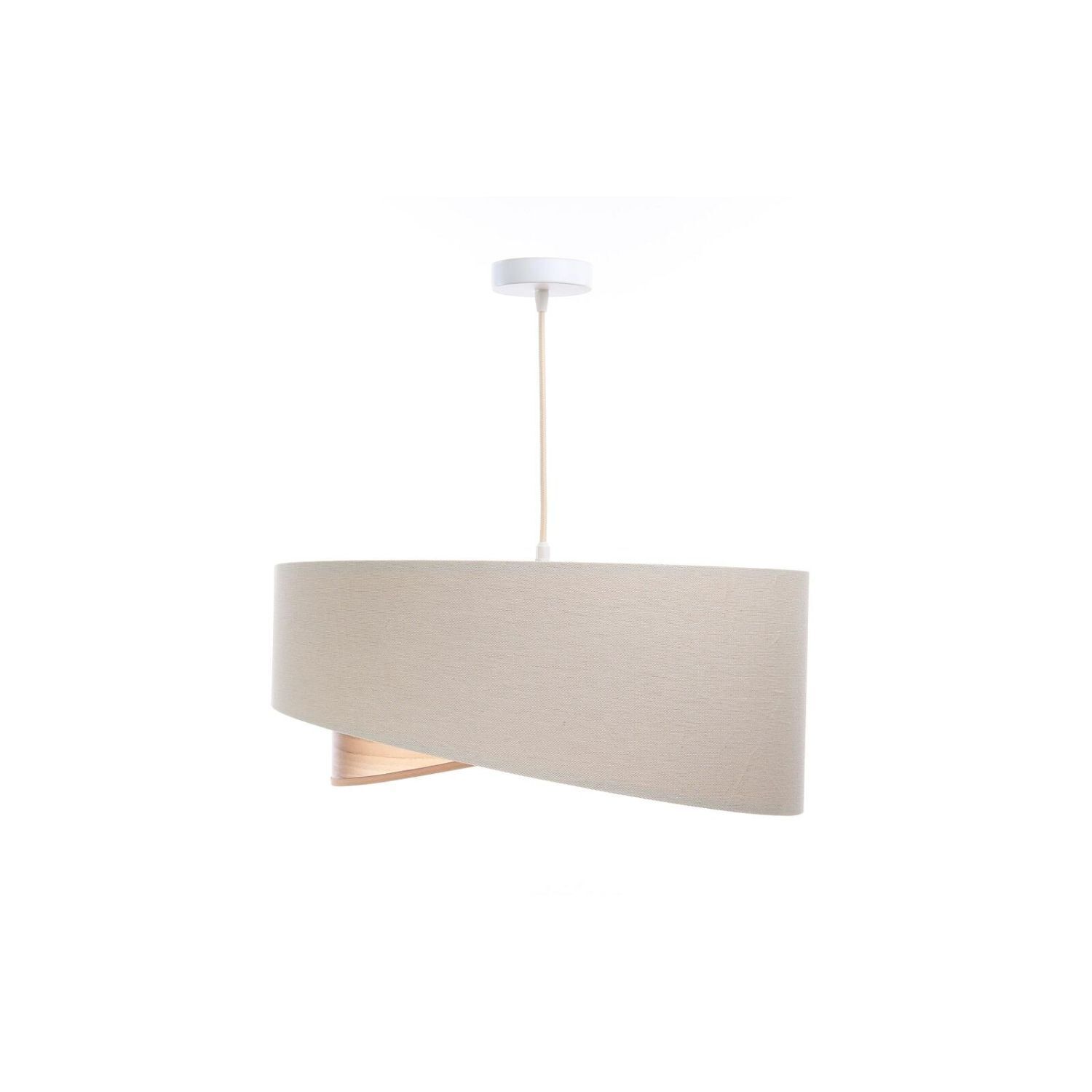 Hängeleuchte Leinen E27 rund D: 50 cm Modern Beige Kupfer