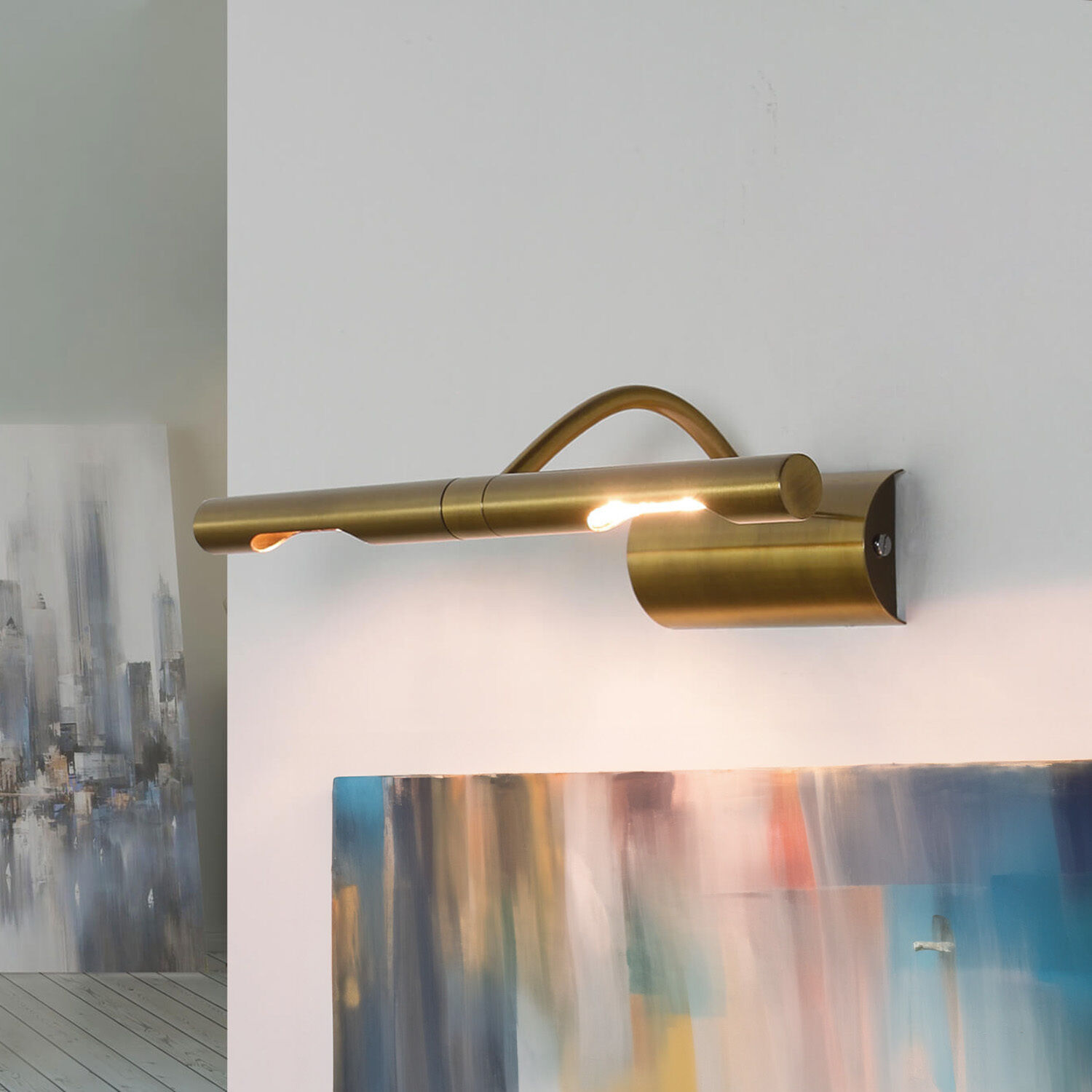 Bilderlampe in Messing Antik 2x G9 Wohnzimmer Wandlampe, Messing, LED, golden, Wandbeleuchtung