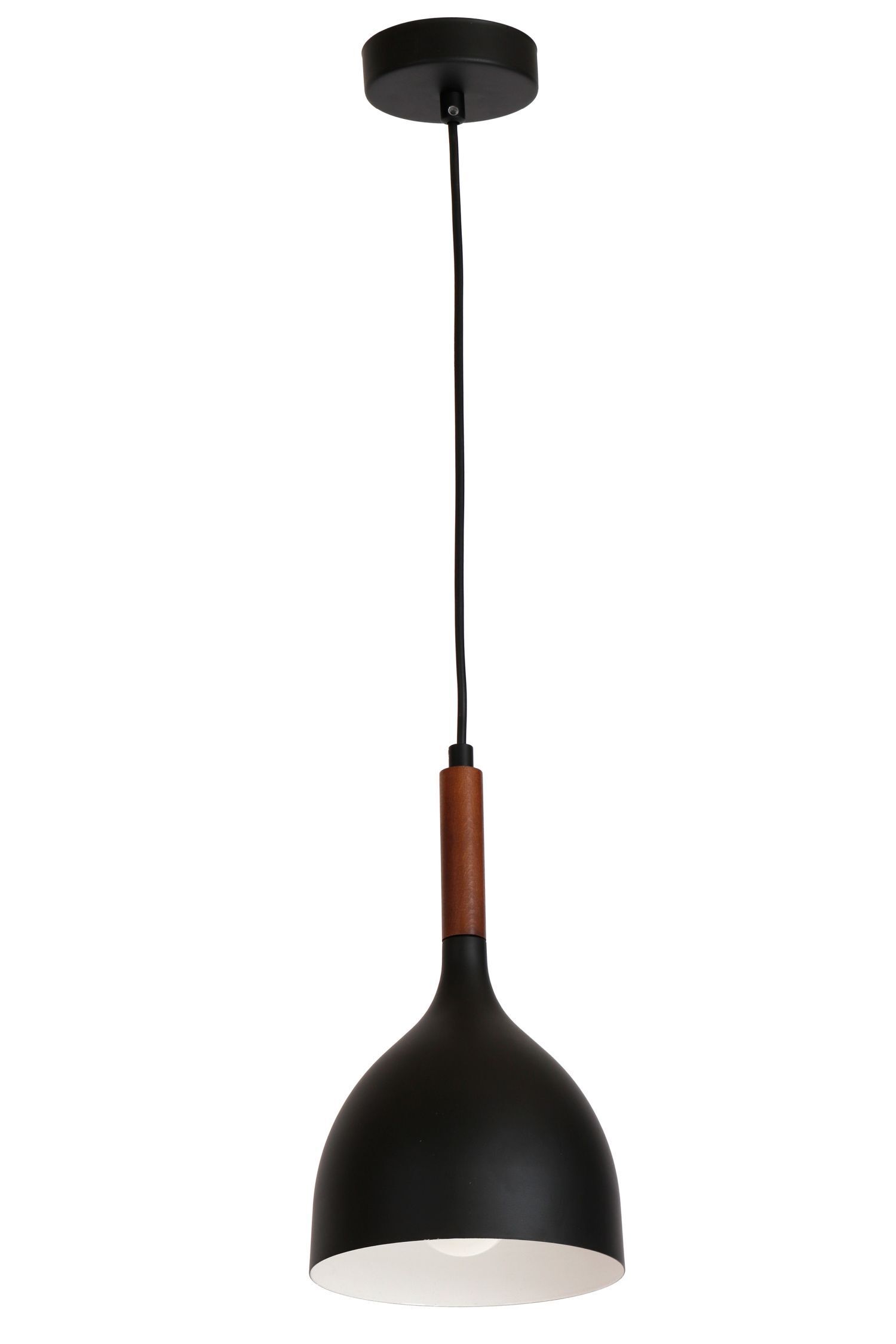 Hängeleuchte Metall Schirm Holz Ø17cm Schwarz E27
