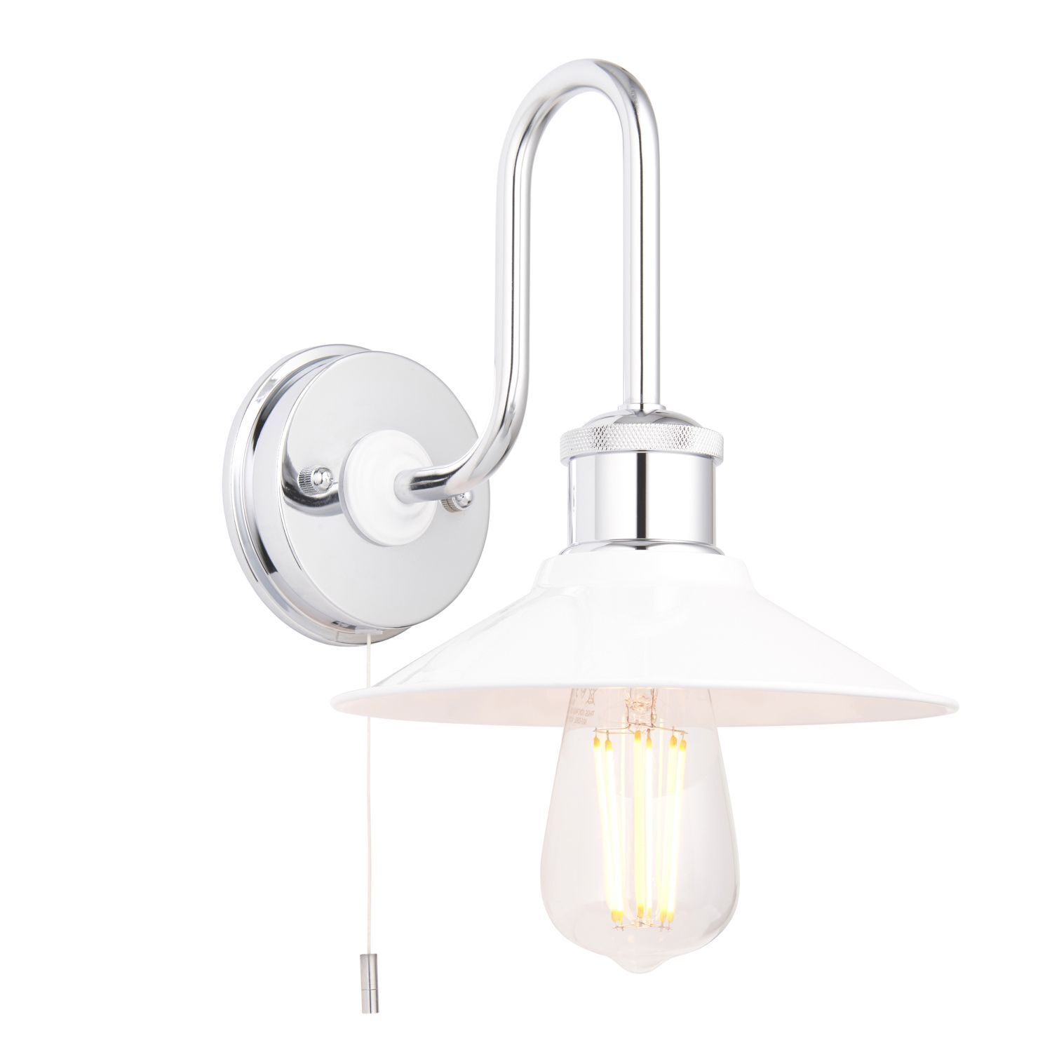 Wandlampe Bad IP44 mit Schalter E27 Chrom Weiß Vintage