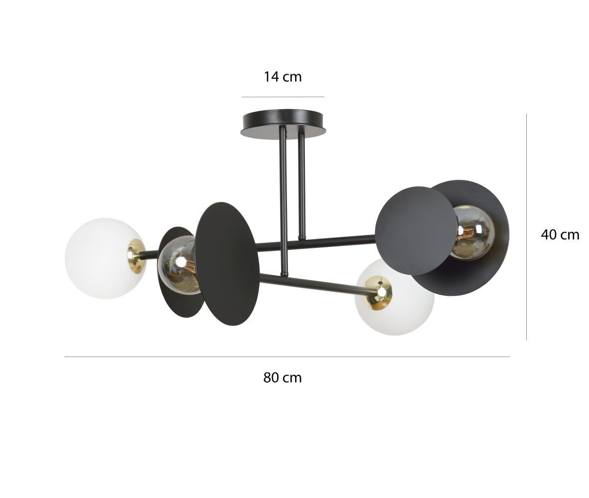 Deckenlampe Schwarz Weiß Modern Metall Glas 4x E27