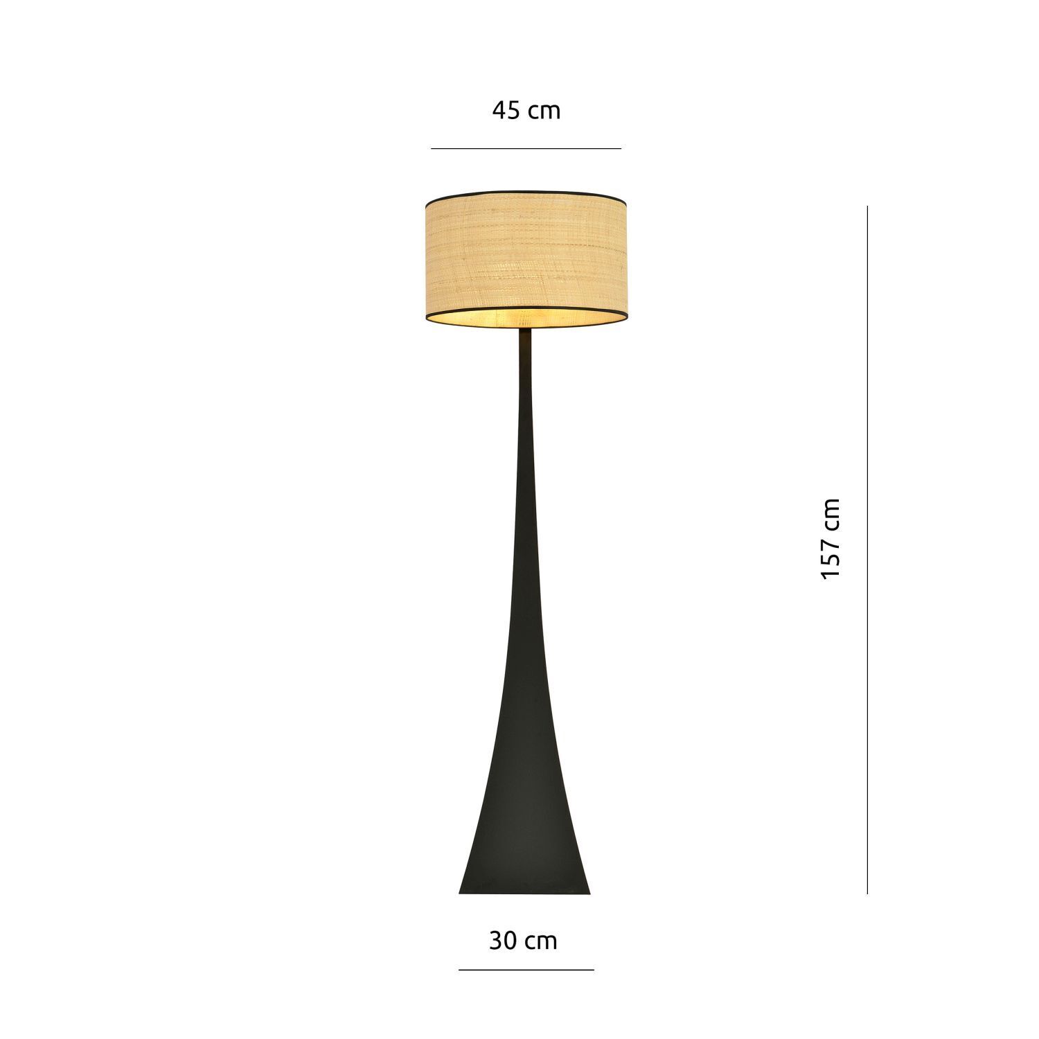 Stehlampe Metall Rattan 157 cm Modern in Schwarz Natur E27