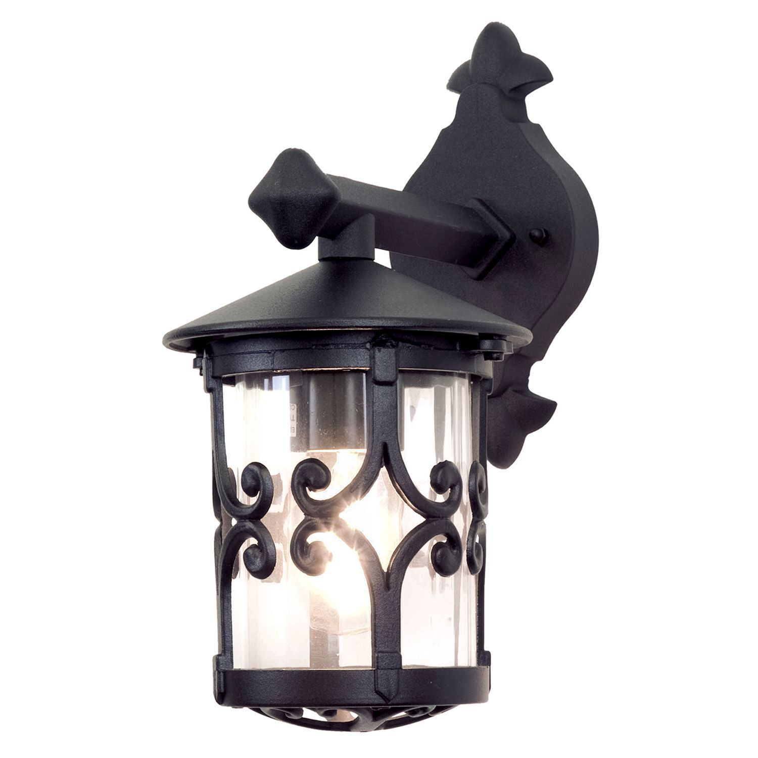 Wandleuchte Außen Hof Schwarz Aluminium Glas Ø15cm