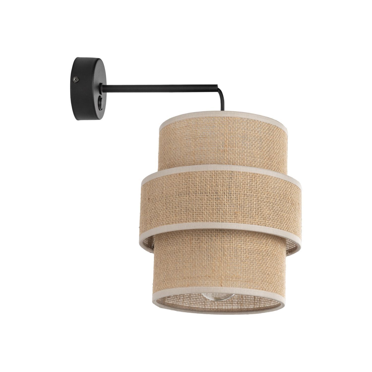 Wandlampe mit Schalter H: 33 cm Jute Metall E27 Modern