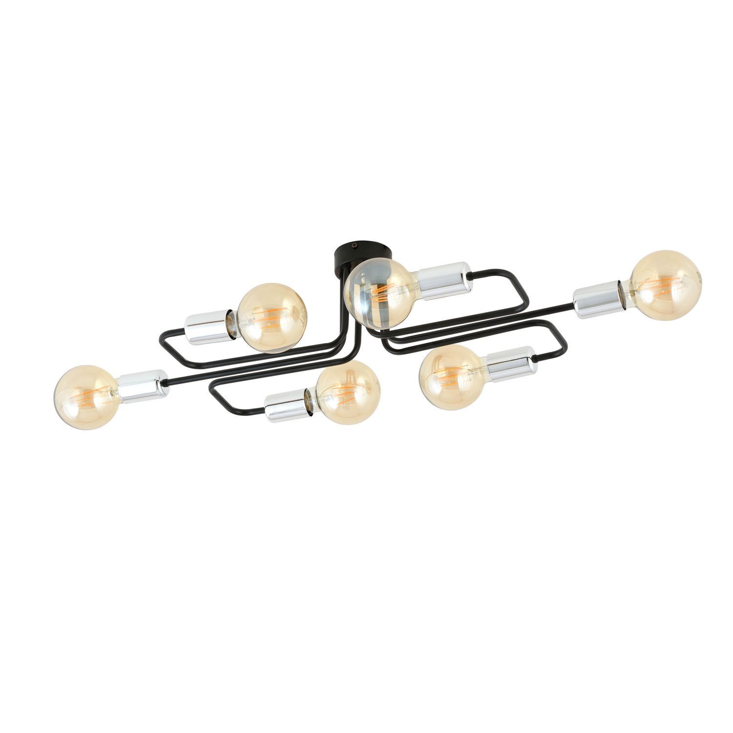 Deckenlampe flach Metall 6-flammig Retro 55 cm lang