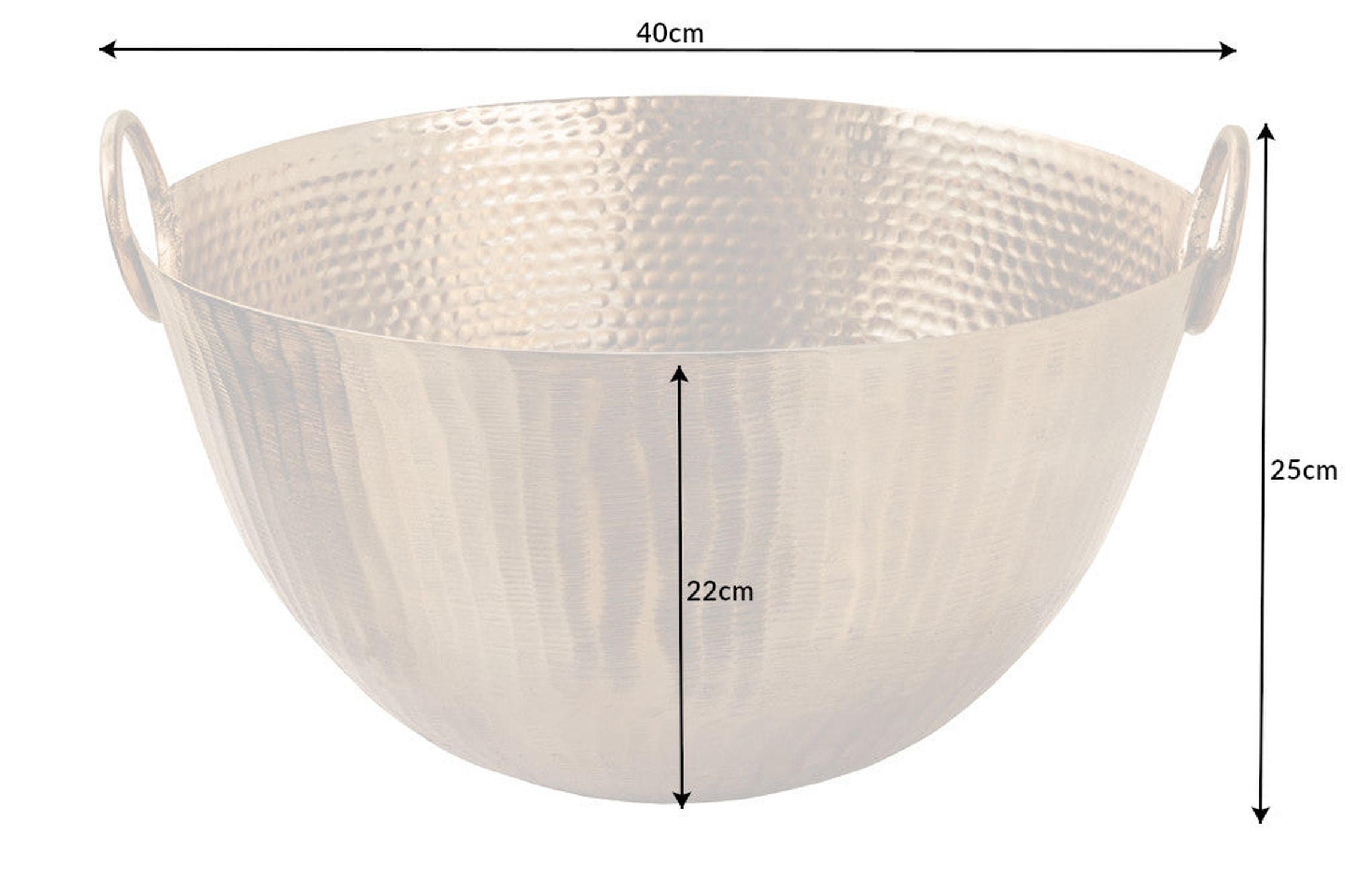 Dekoschale rund Ø 25 cm Hammerschlag in Gold Handarbeit Schale