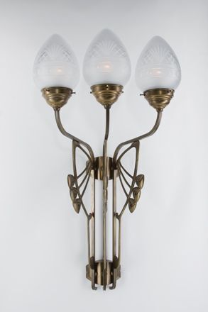 Blendarme Wandleuchte Messing Glas Weiß E27 H:86 cm